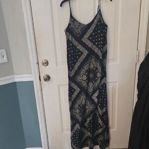 Tommy Hilfiger Navy Paisley Slip Maxi Dress with Ivory Print